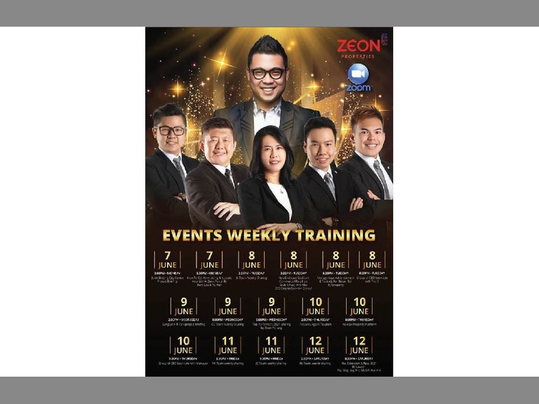 ZEON PROPERTIES GROUP EVENT WEEKLY TRAINING